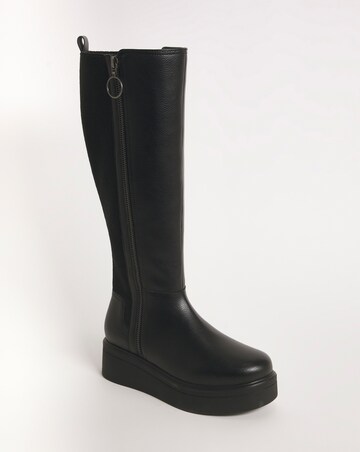 Kayley Wedge Knee High Boots Ex Wide Fit Super Curvy Calf