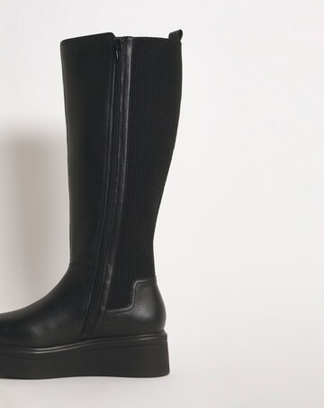 Kayley Wedge Knee High Boots Ex Wide Fit Super Curvy Calf