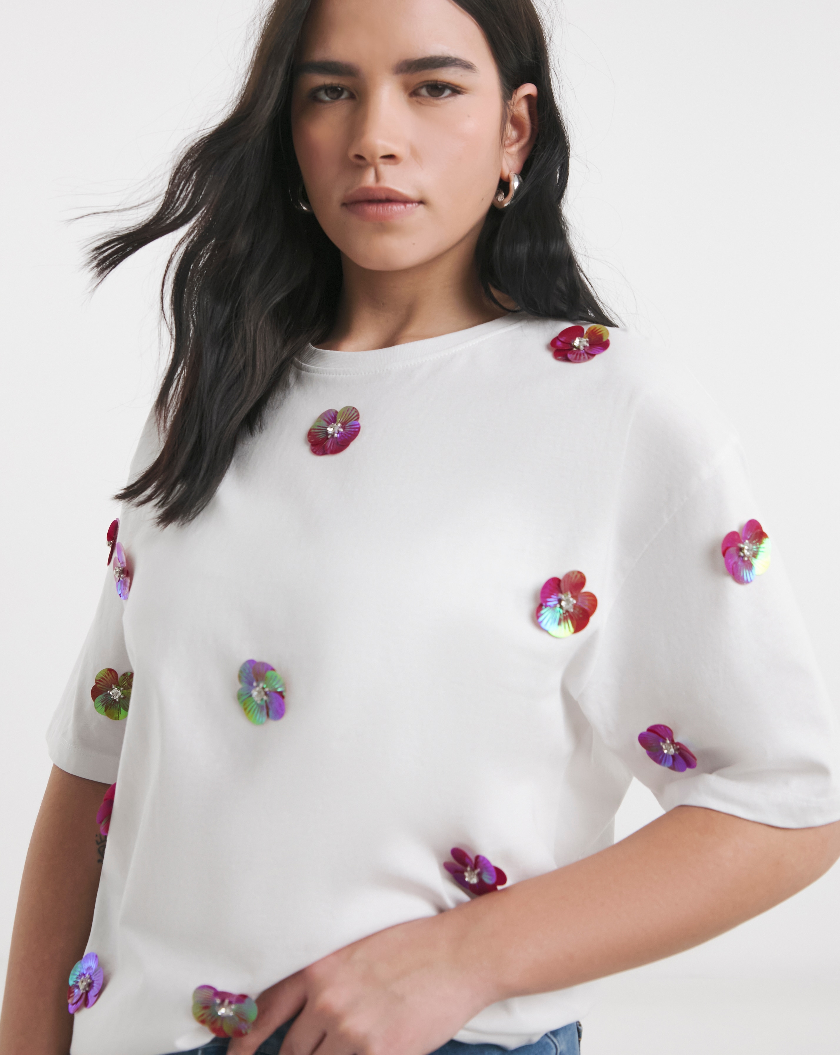 Simply Be Embellished Flower Tee