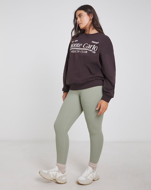 Simply Be Ribbed Leggings - Khaki