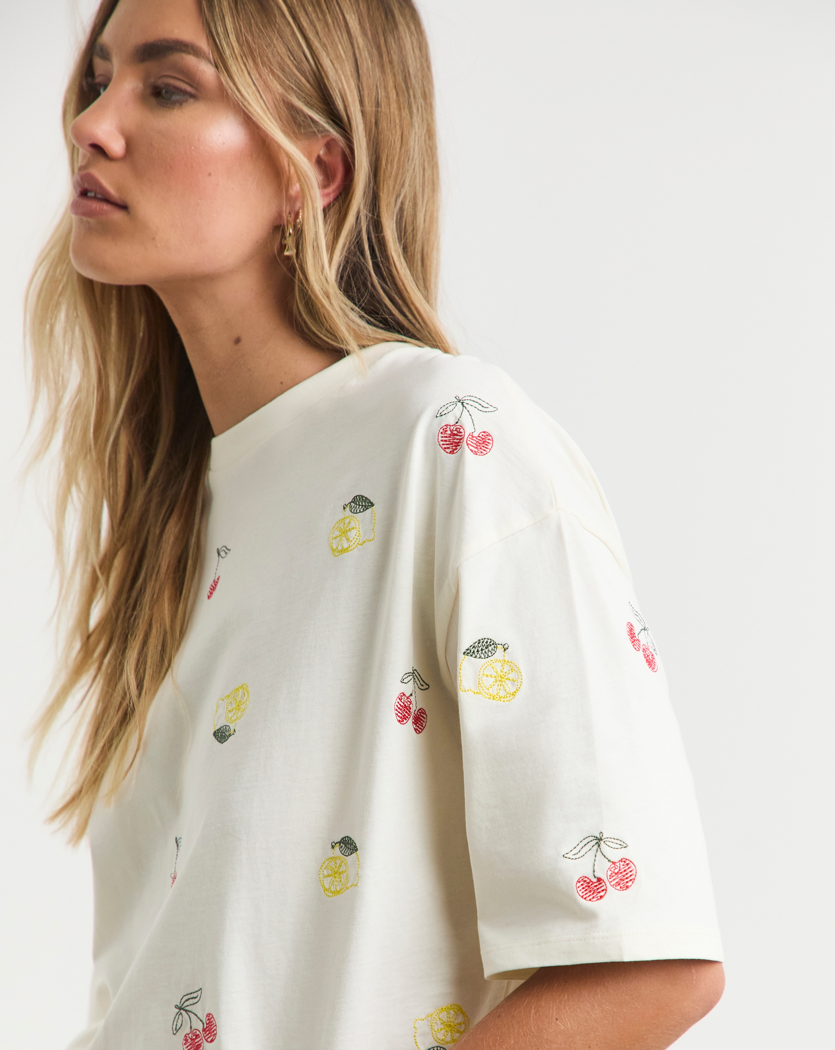 Simply Be Fruit Embroidered T-Shirt