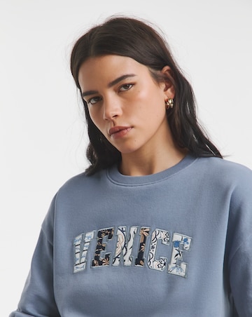 Simply Be Blue Venice Embroidered Graphic Sweatshirt