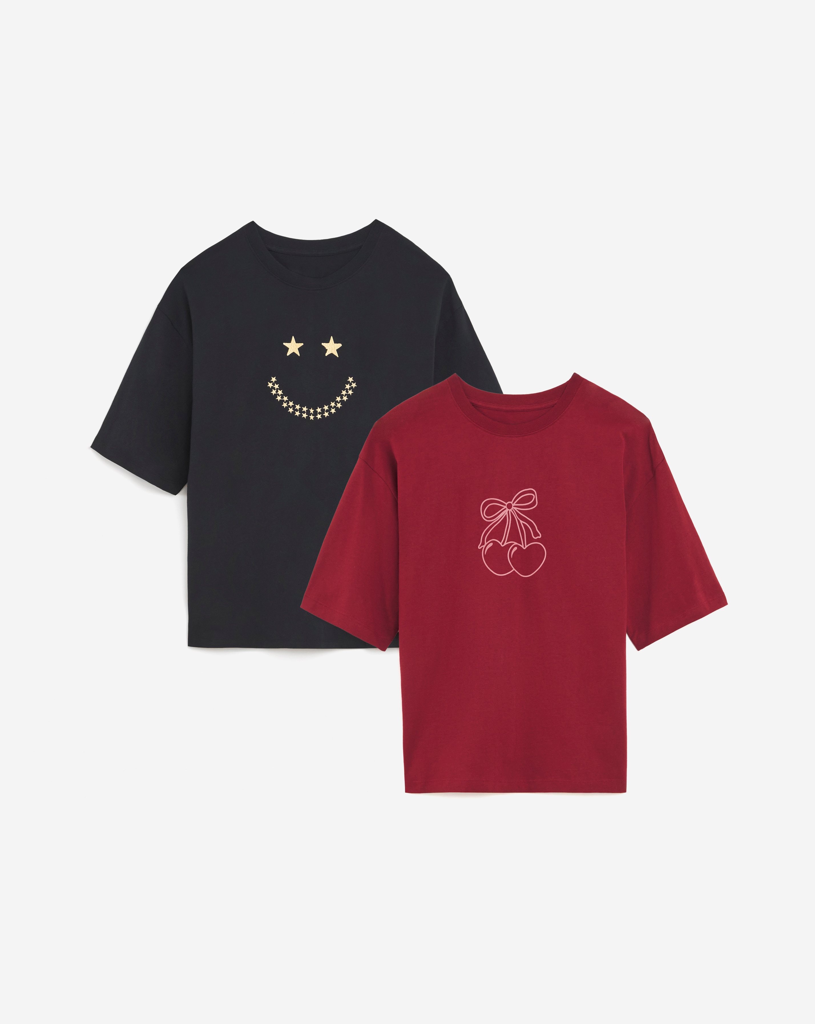 CherryPrint SmileyEmbroidery Tee Pack
