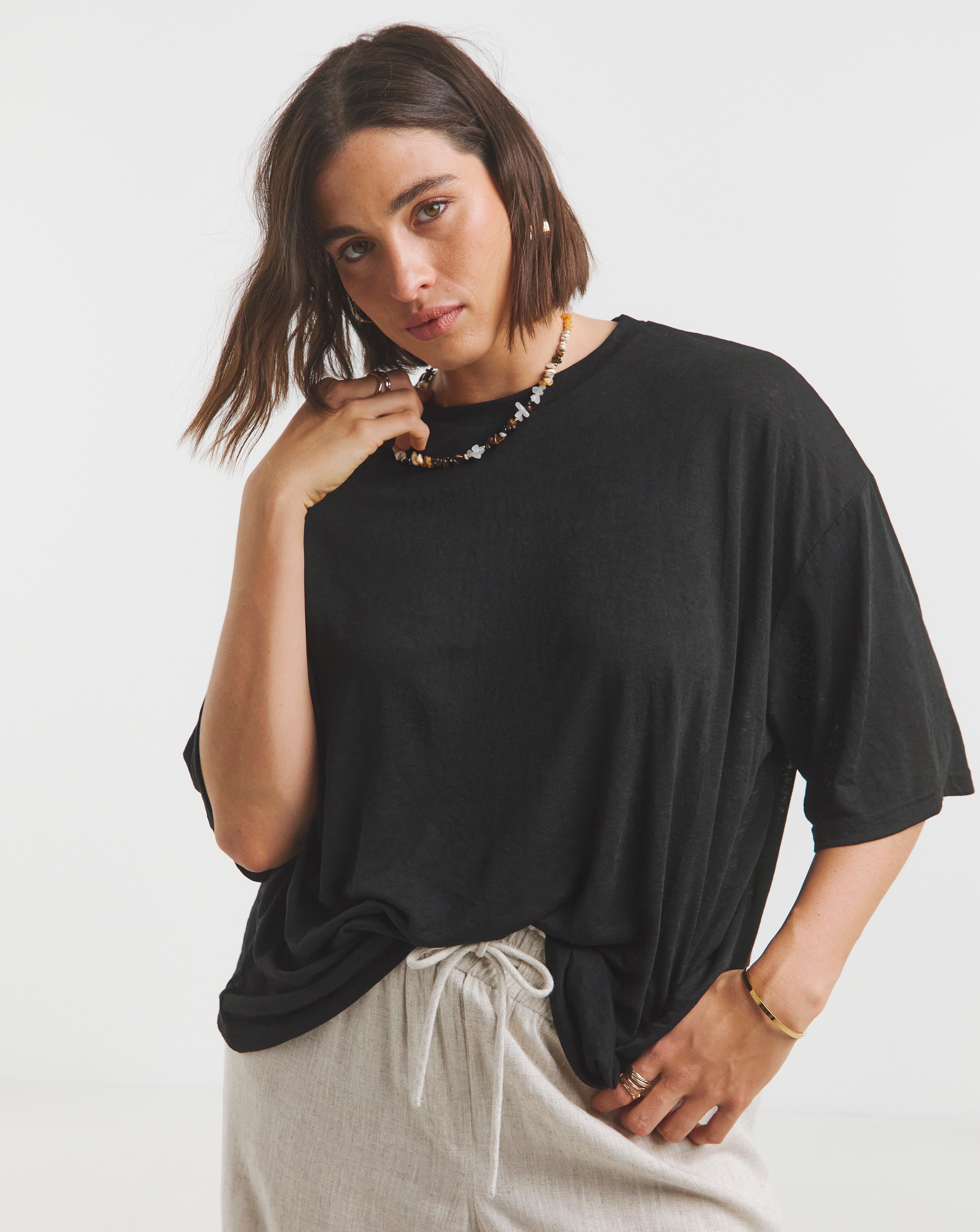Simply Be Slub Jersey Slouchy T-Shirt
