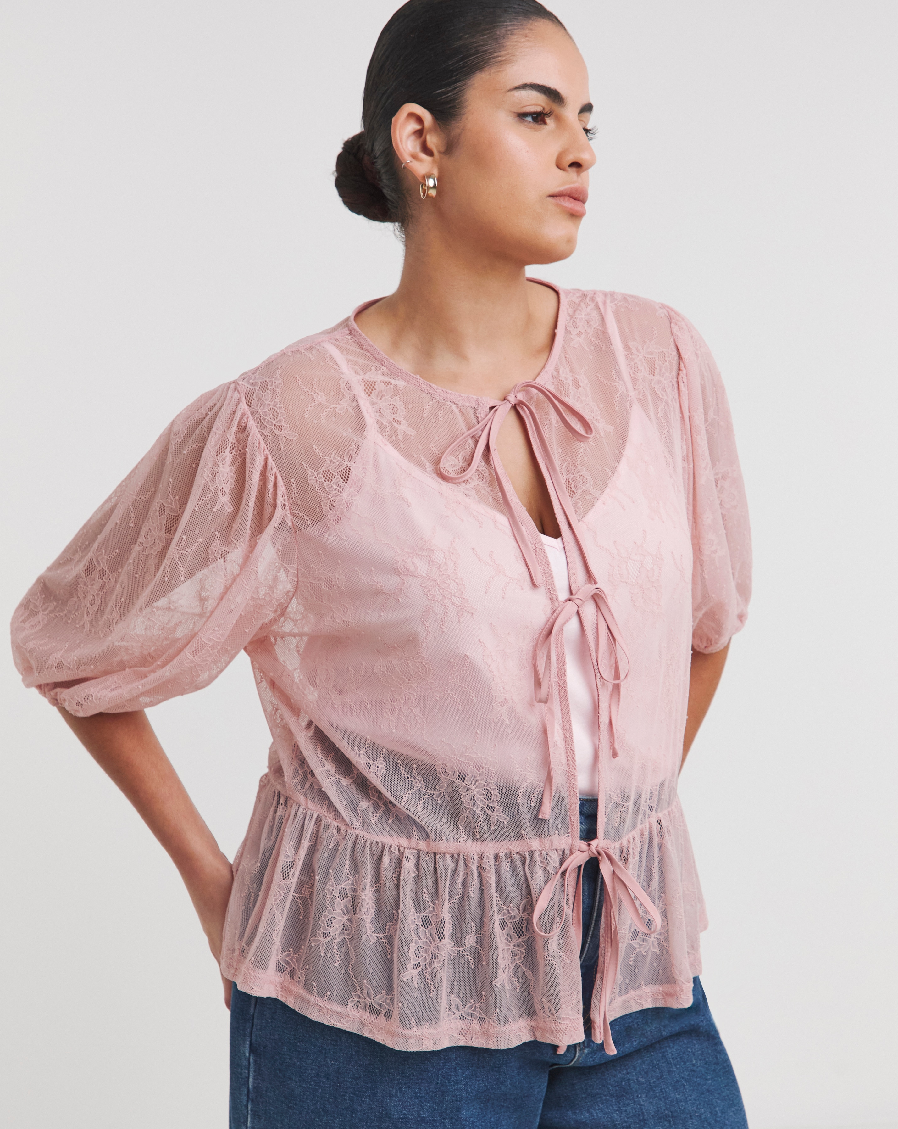 Simply Be Lace Tie Front Top