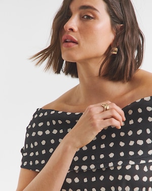 Simply Be Short Sleeve Mesh Bardot Top - Image 4