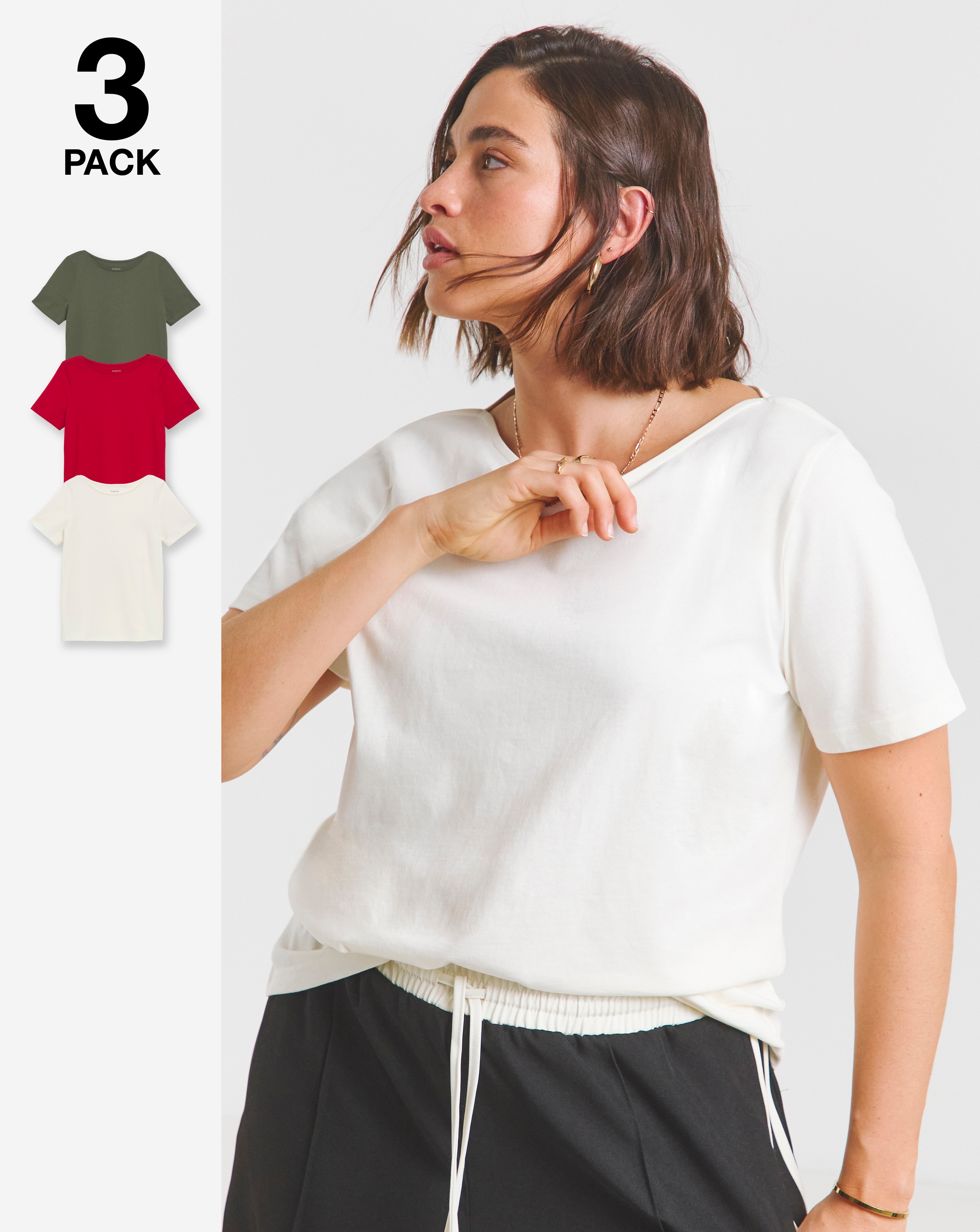 Simply Be 3 Pack Slash Neck Tops