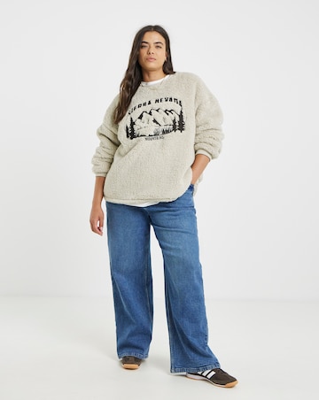 Cream Borg Embroidered Sierra Nervada Sweatshirt