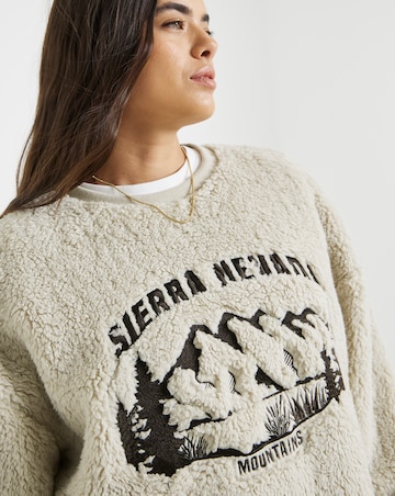 Cream Borg Embroidered Sierra Nervada Sweatshirt