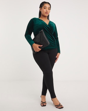 Joe Browns Green Ava Velour Wrap Tops - Image 3