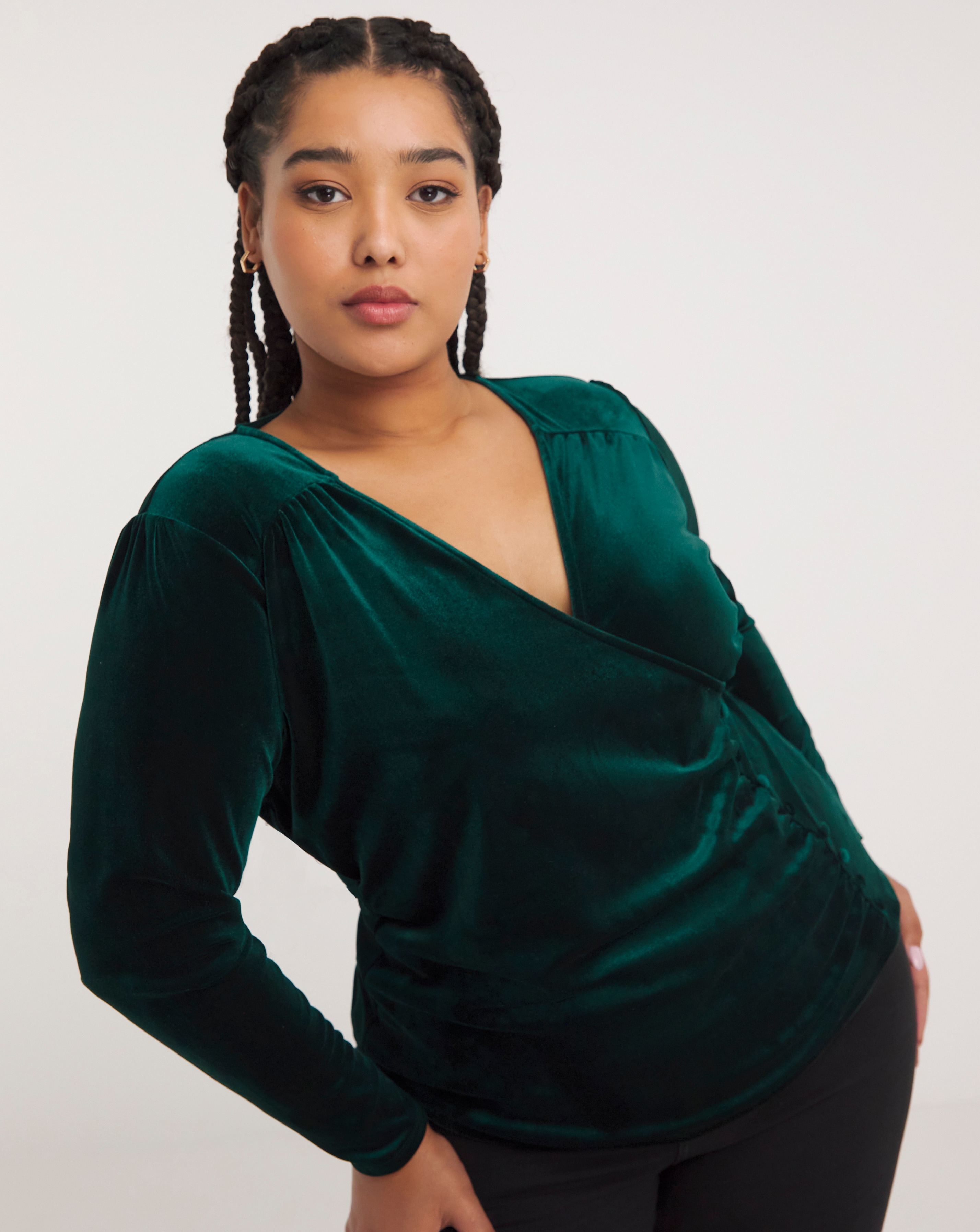Joe Browns Green Ava Velour Wrap Tops