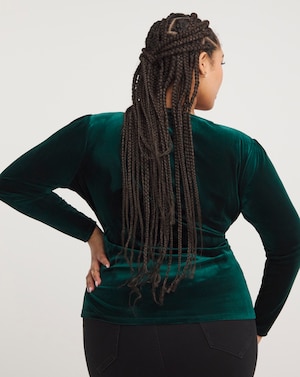 Joe Browns Green Ava Velour Wrap Tops - Image 2