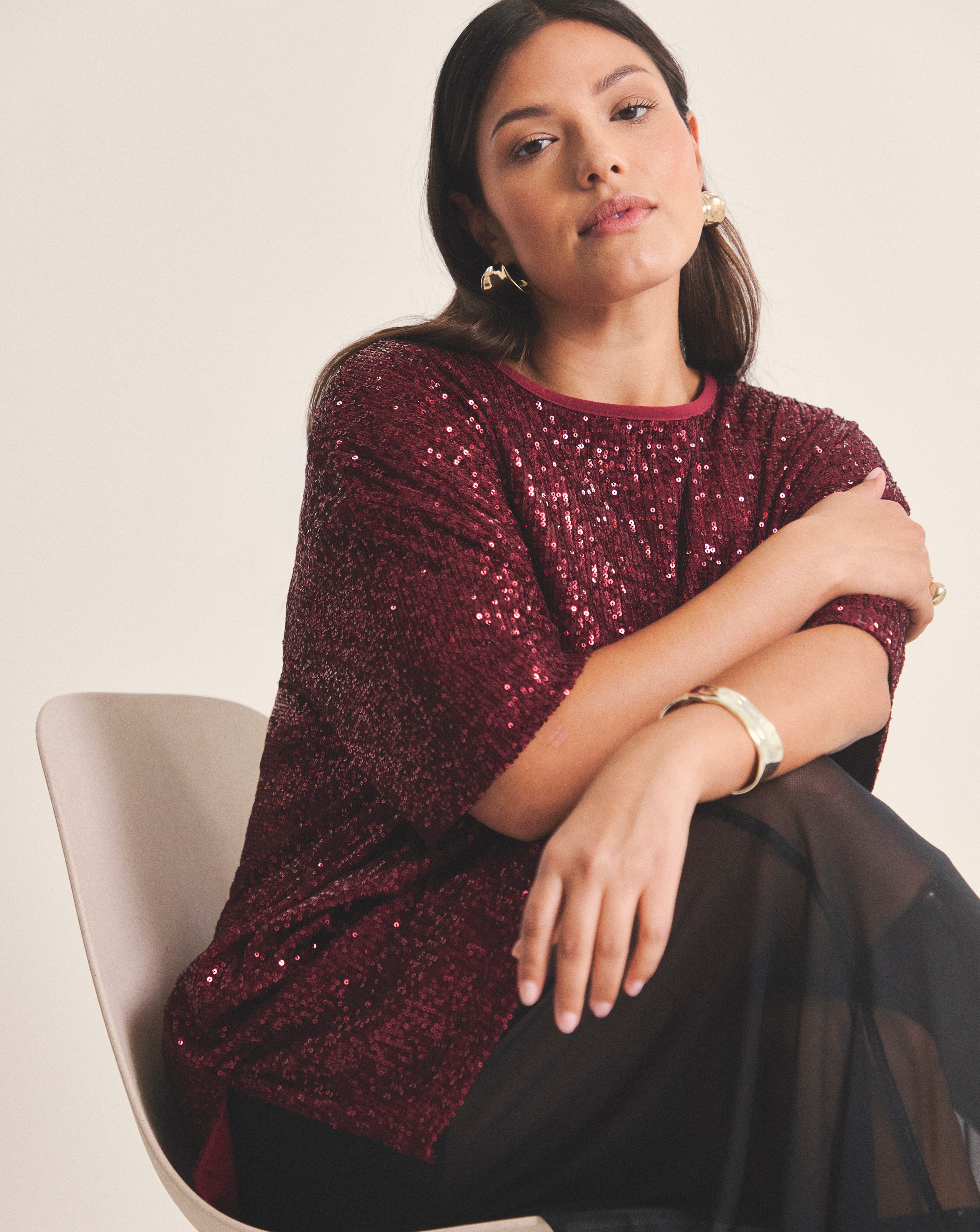 New In - Linear Sequin Oversized T-Shirt