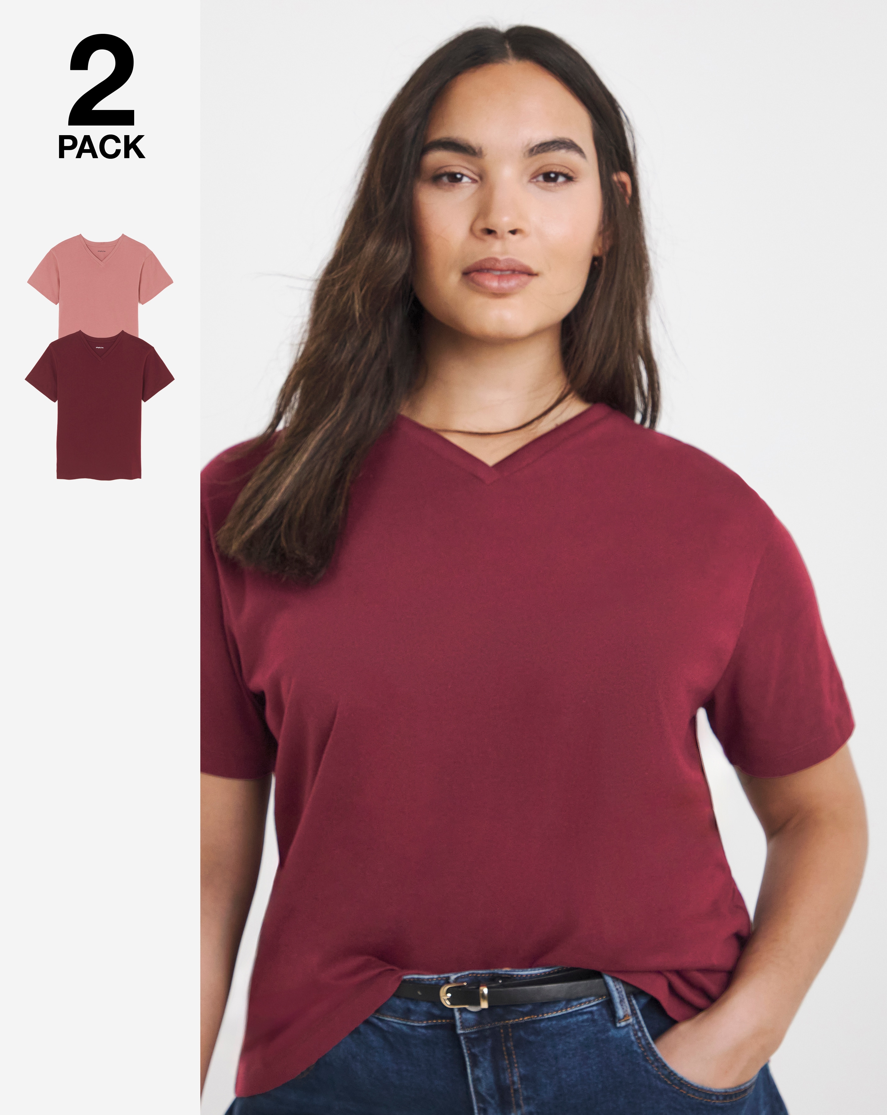 New In - 2 Pack High V Neck Slim Fit T-Shirt