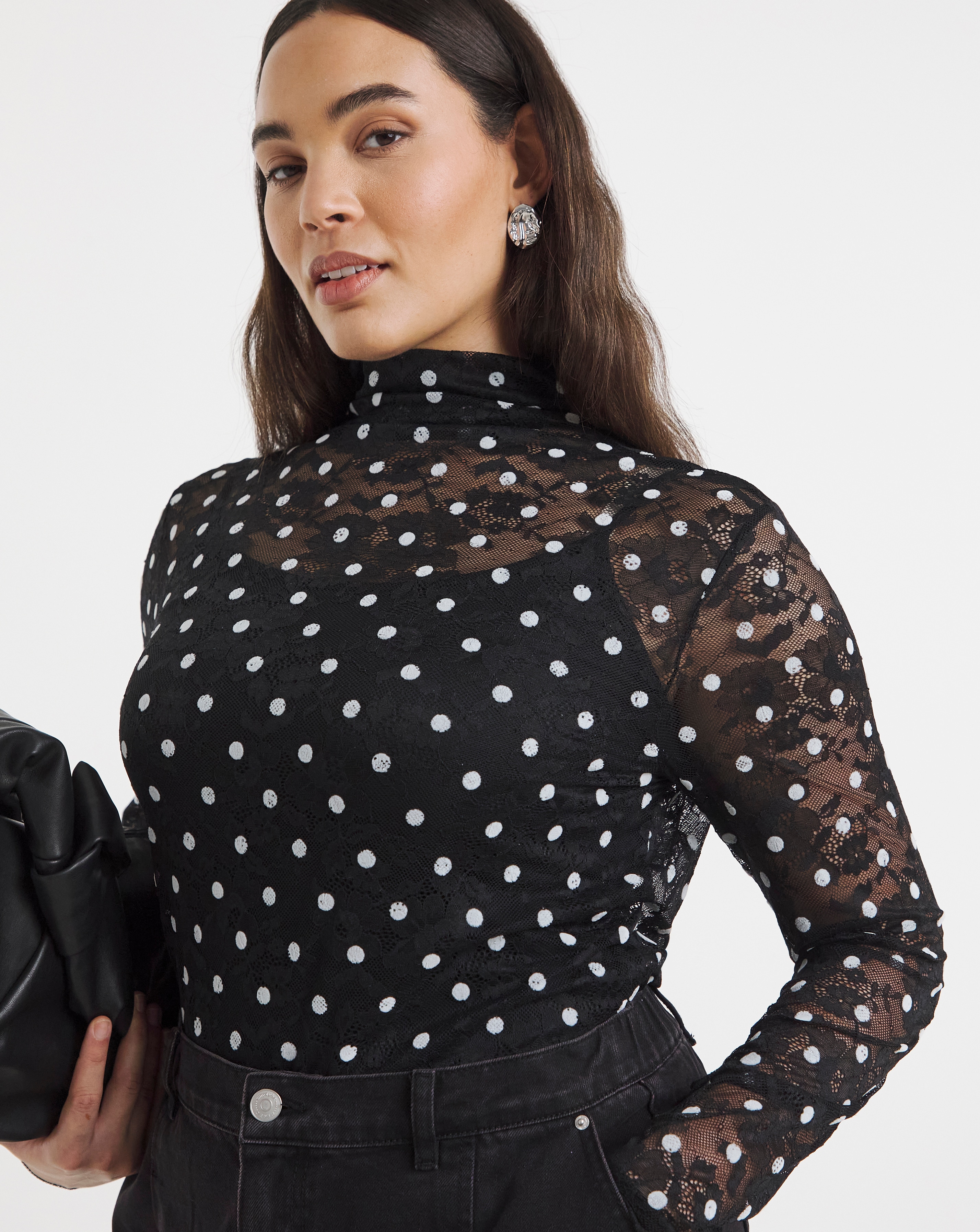 Spot Print Lace Top
