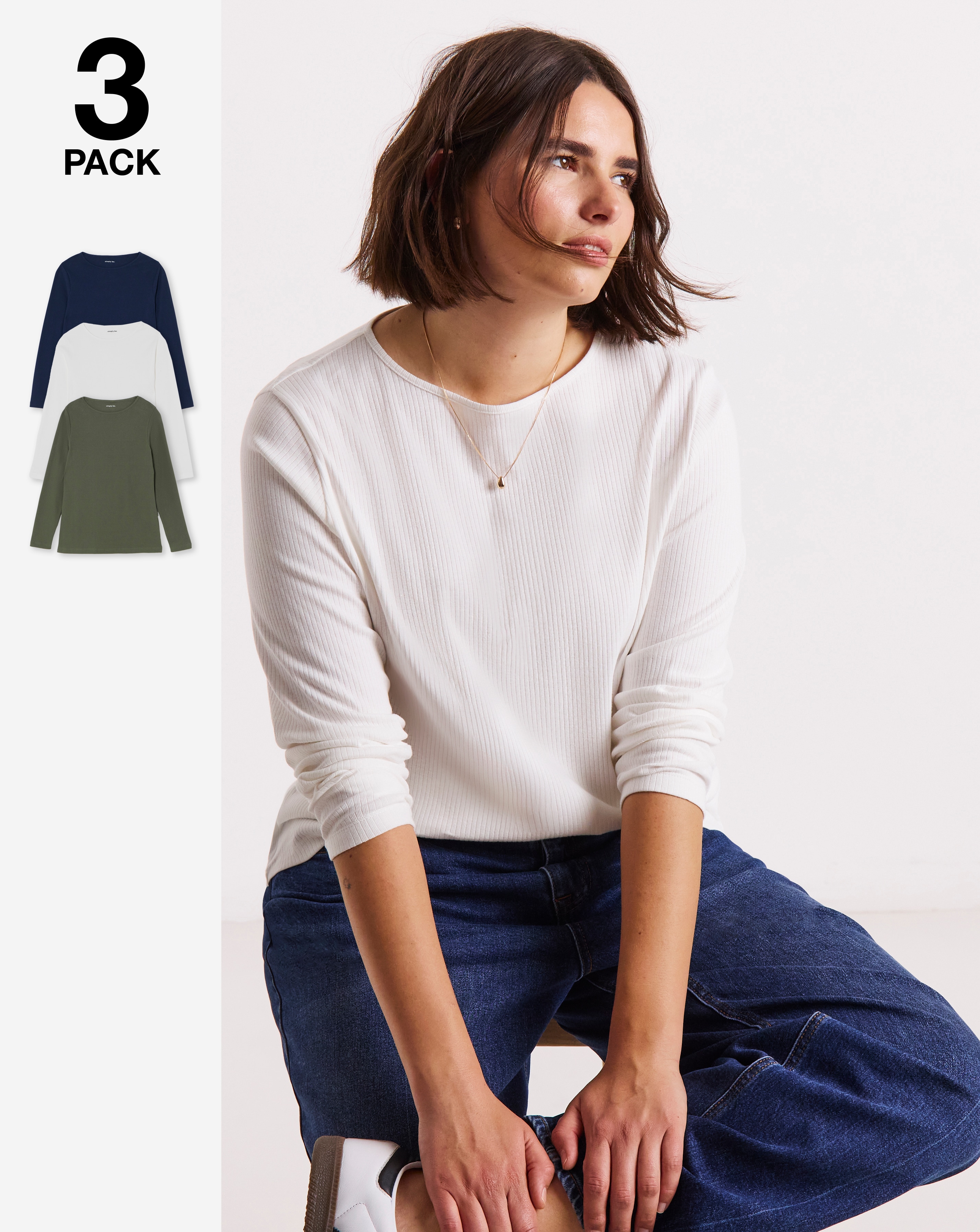 New In - 3 Pack Long Sleeve Rib Tops