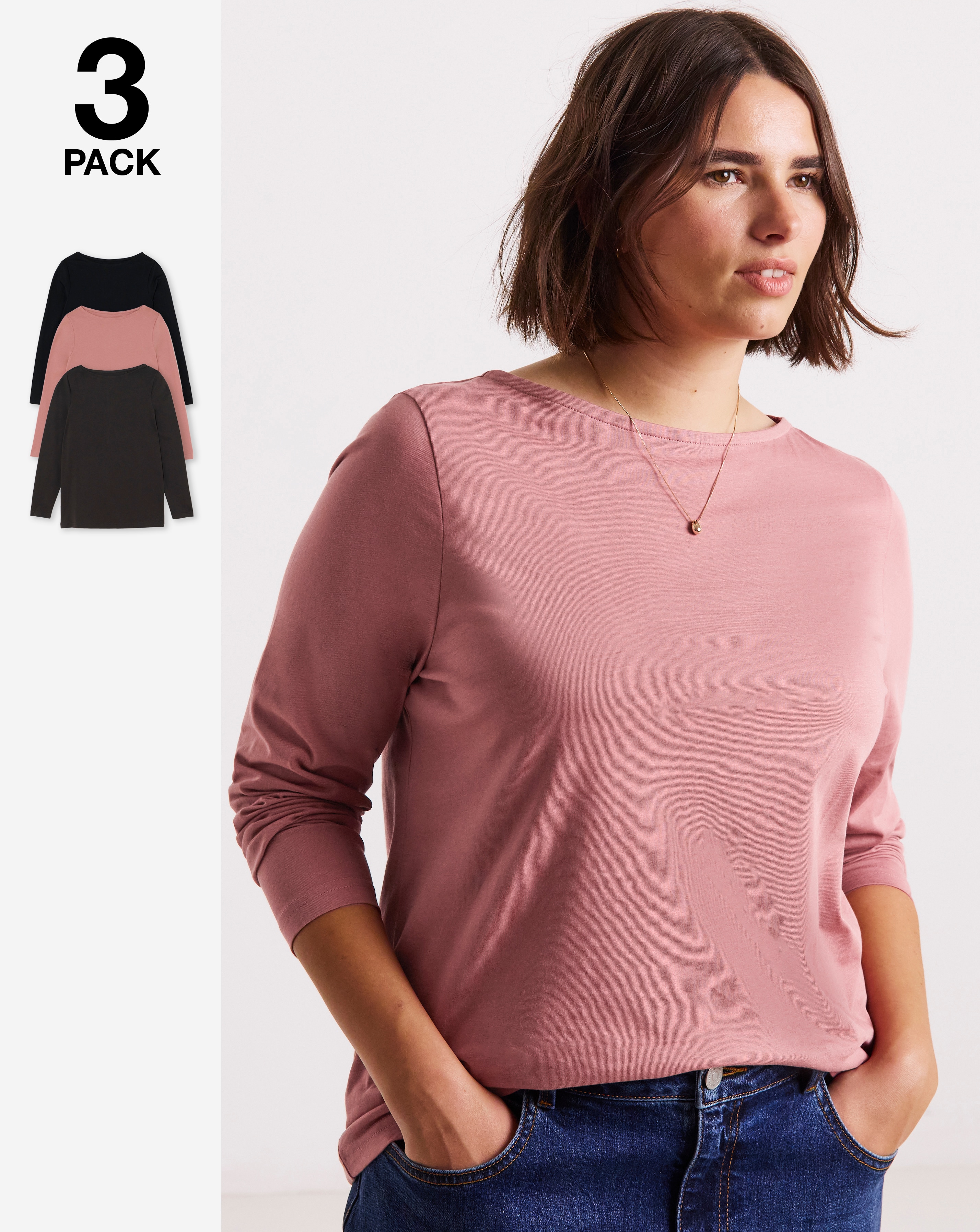 3 Pack Slash Neck Tops