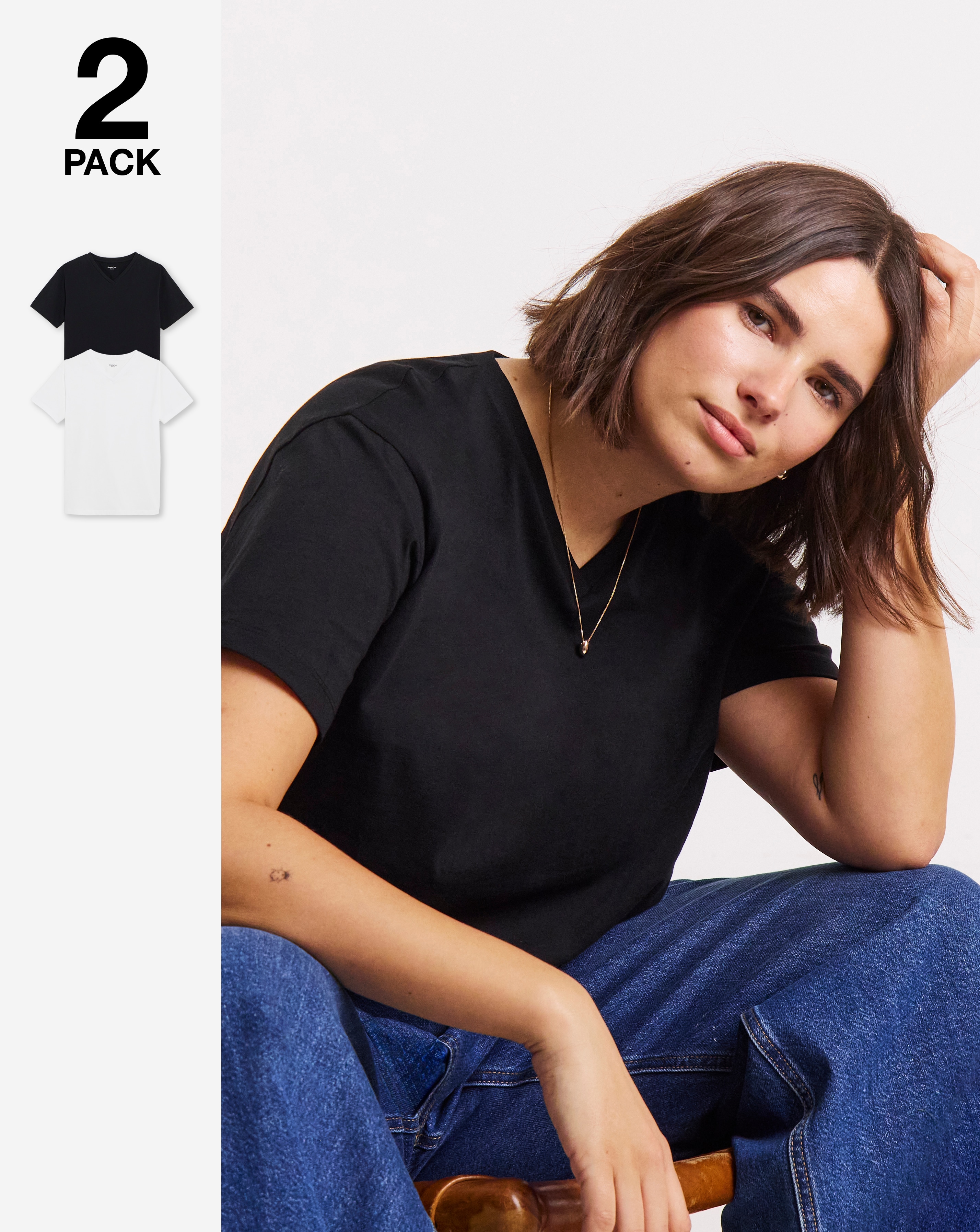 New In - 2 Pack High V Neck Slim Fit T-Shirt