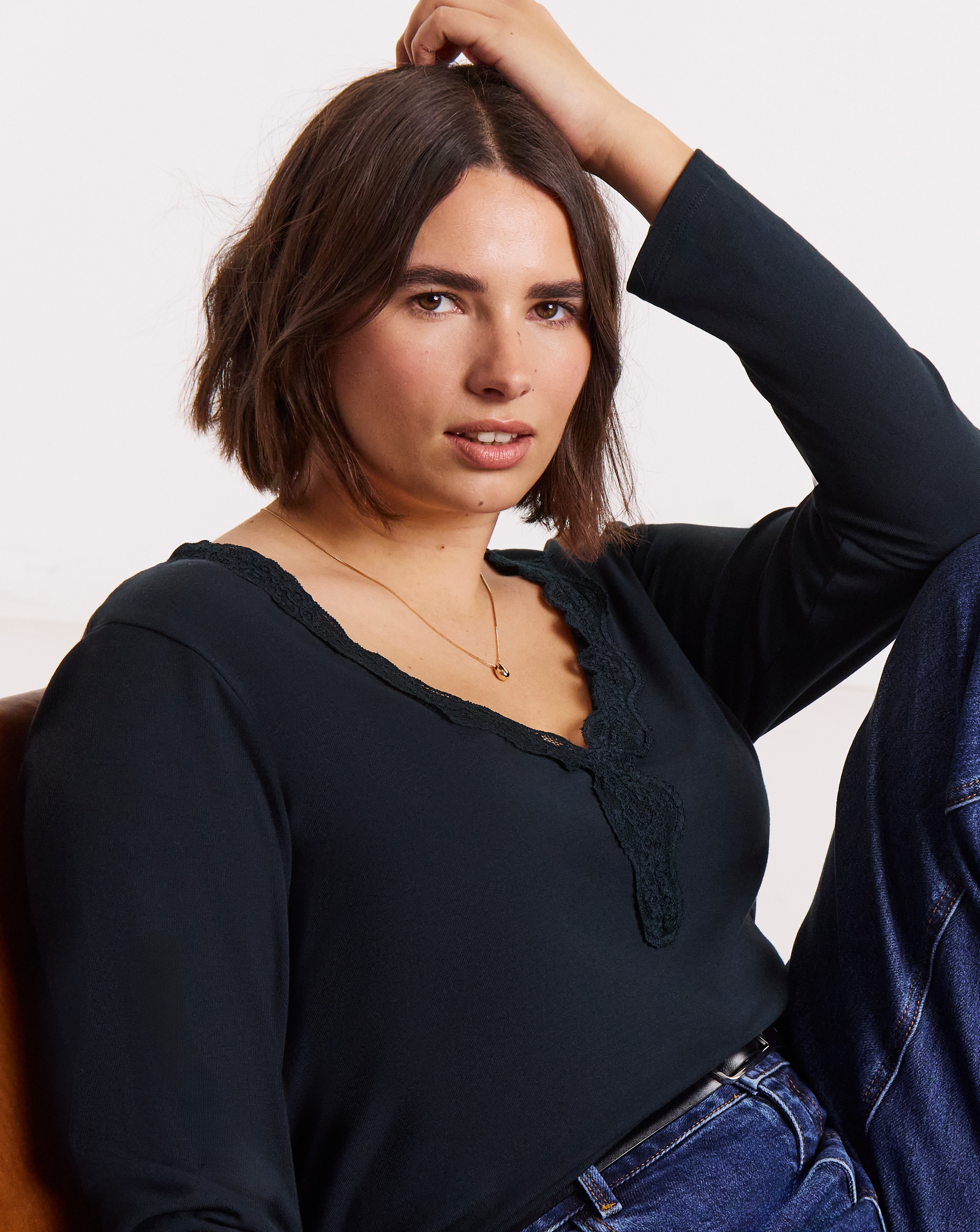 New In - Cosy Long Sleeve Lace V Neck Top