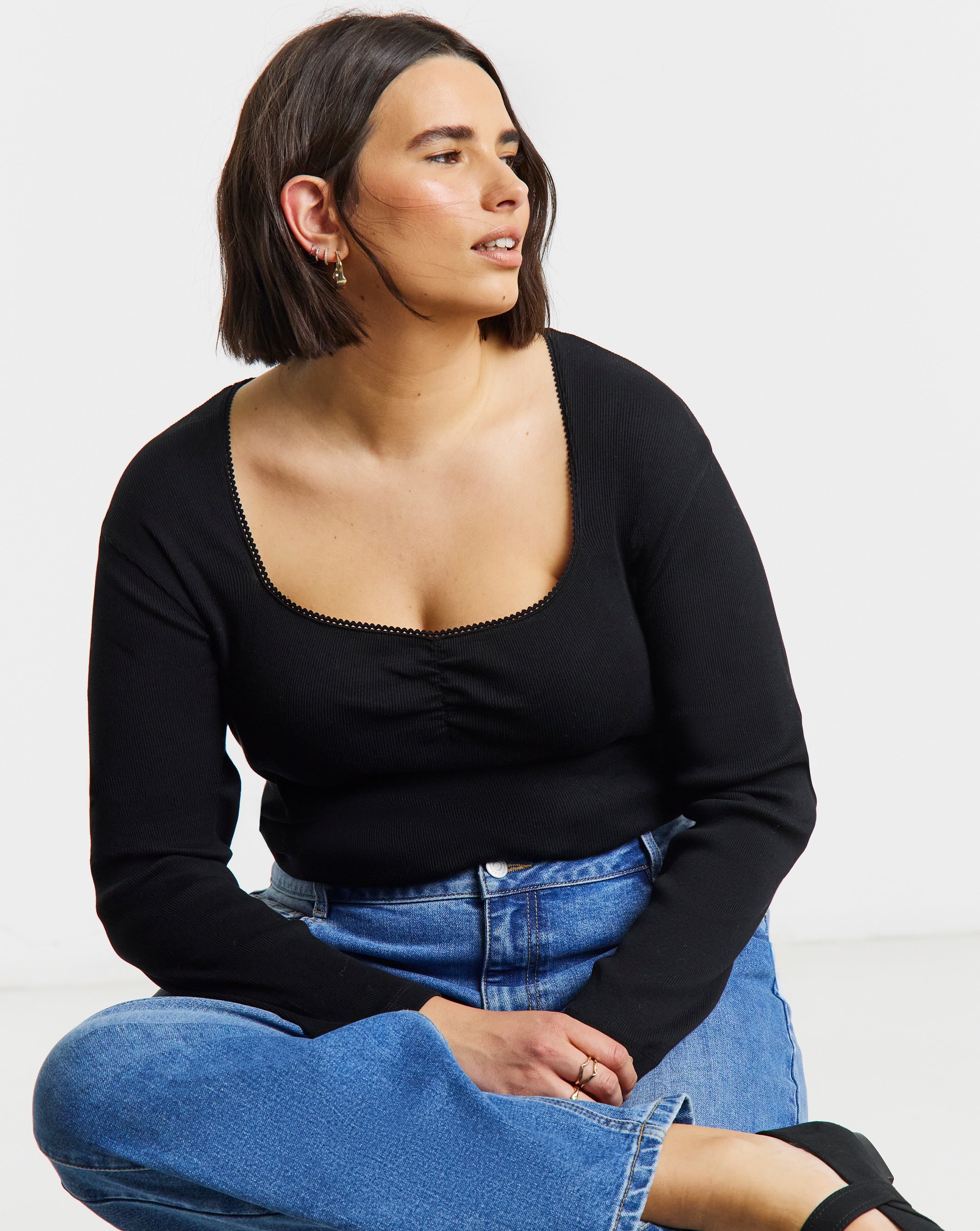 New In - Simply Be Square Neck Ribbed Top