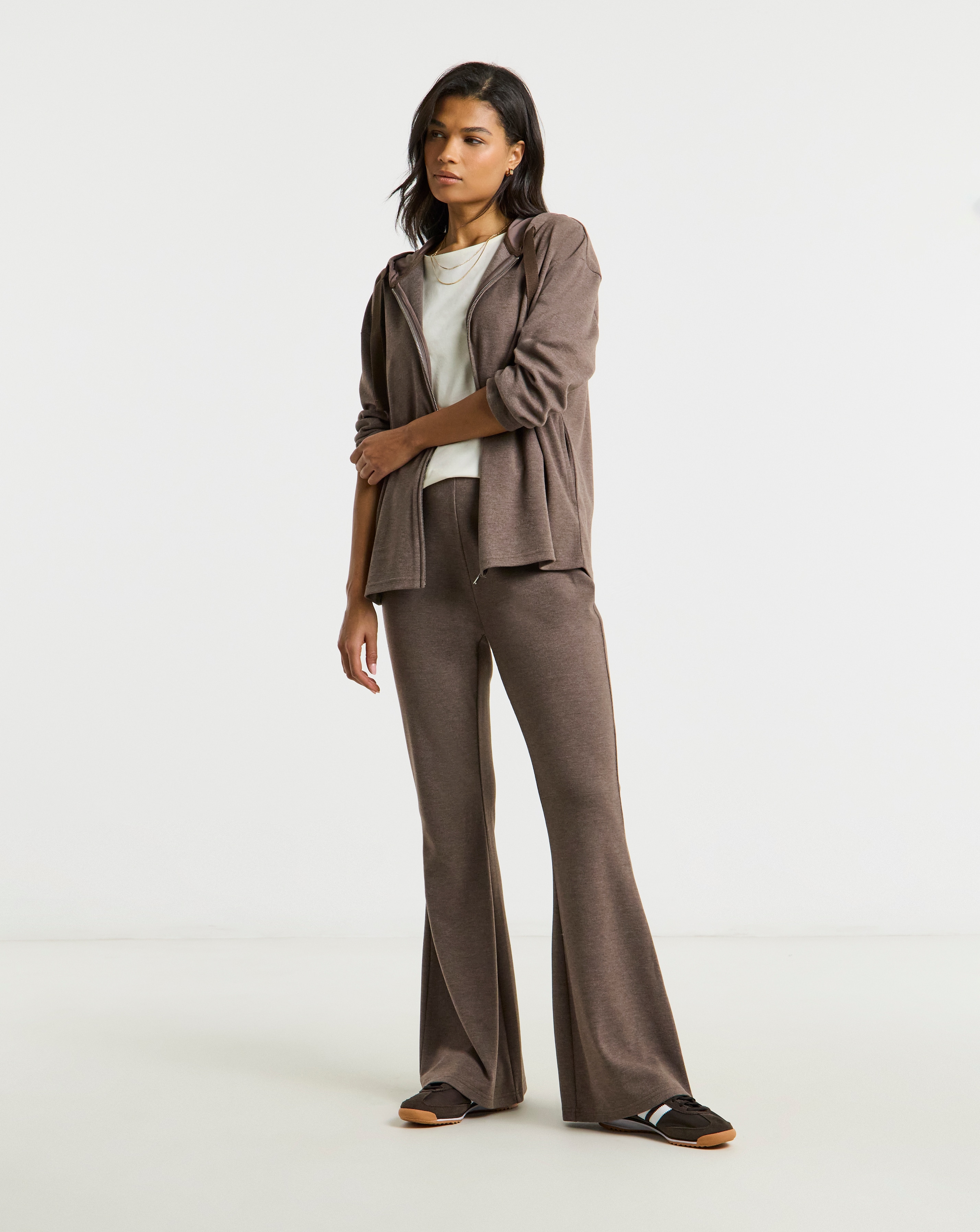 Cut & Sew Rib Flared Joggers