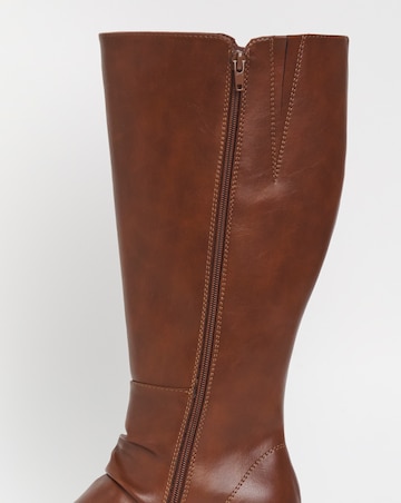 Cushion Walk Wedged Crepe Sole Knee High Boot E Fit Standard Calf