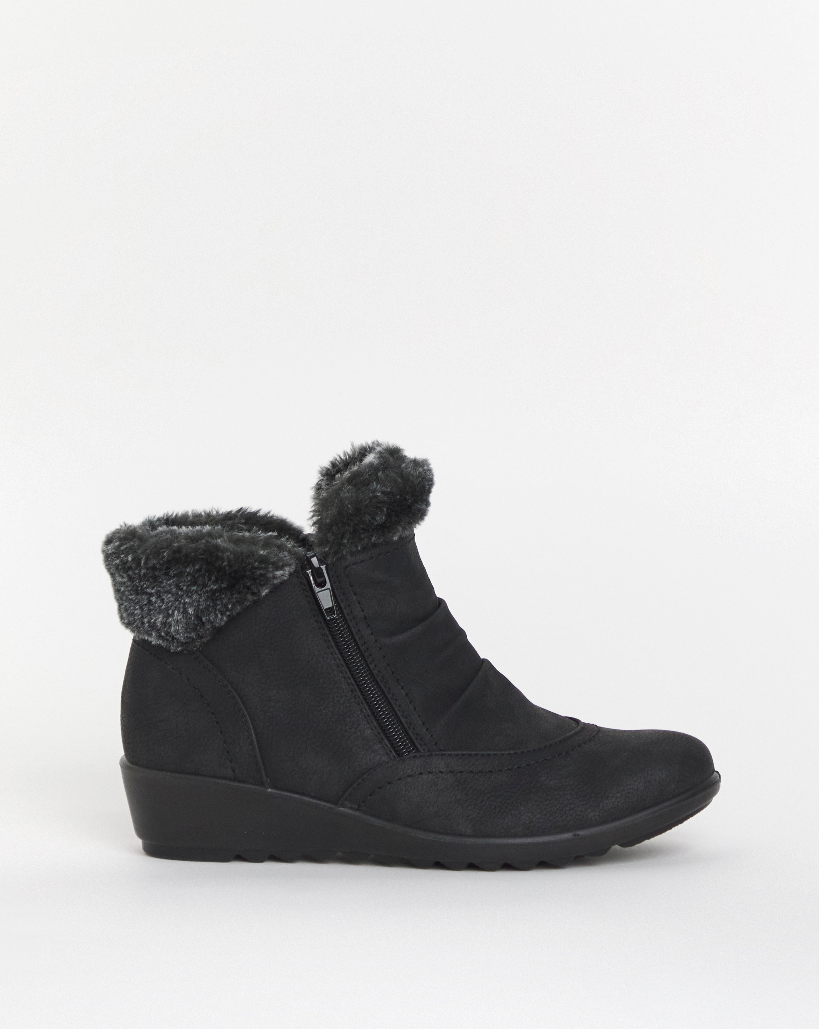 New In - Cushion Walk Zip Fur Ankle Boot E Fit