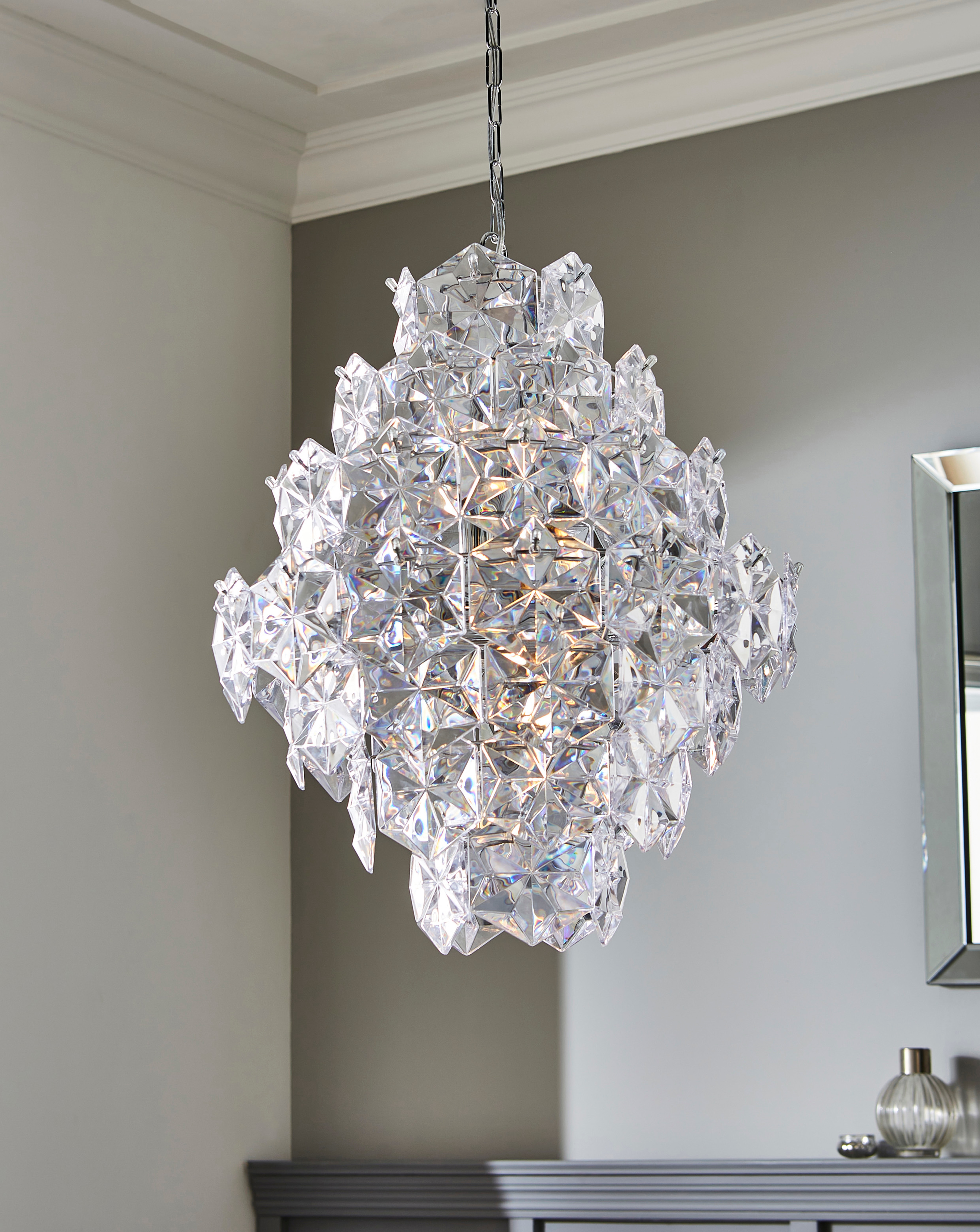 New In - Chrome Pendant with Acrylic Tiles