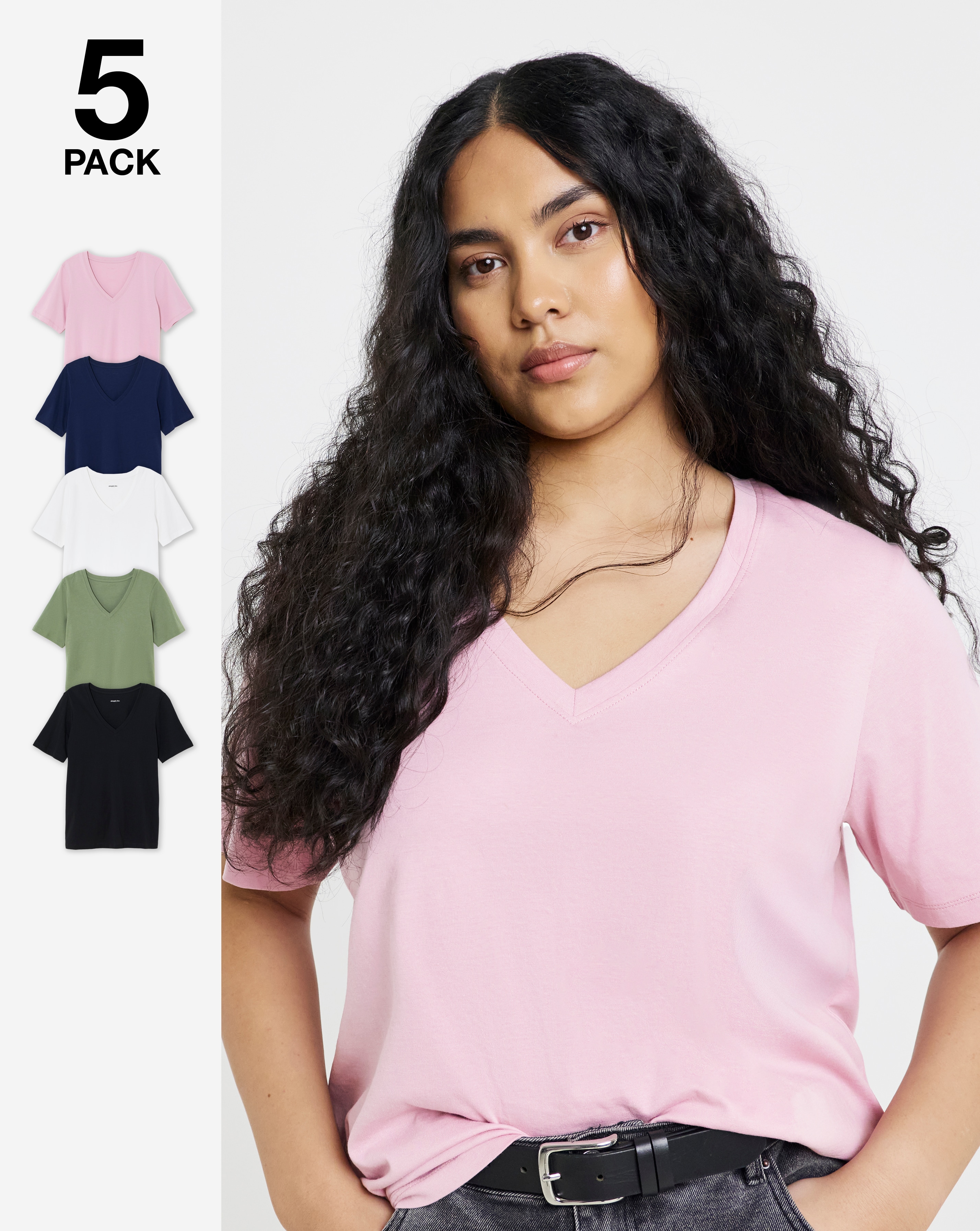 New In - 5 Pack Slim V Neck T-Shirts