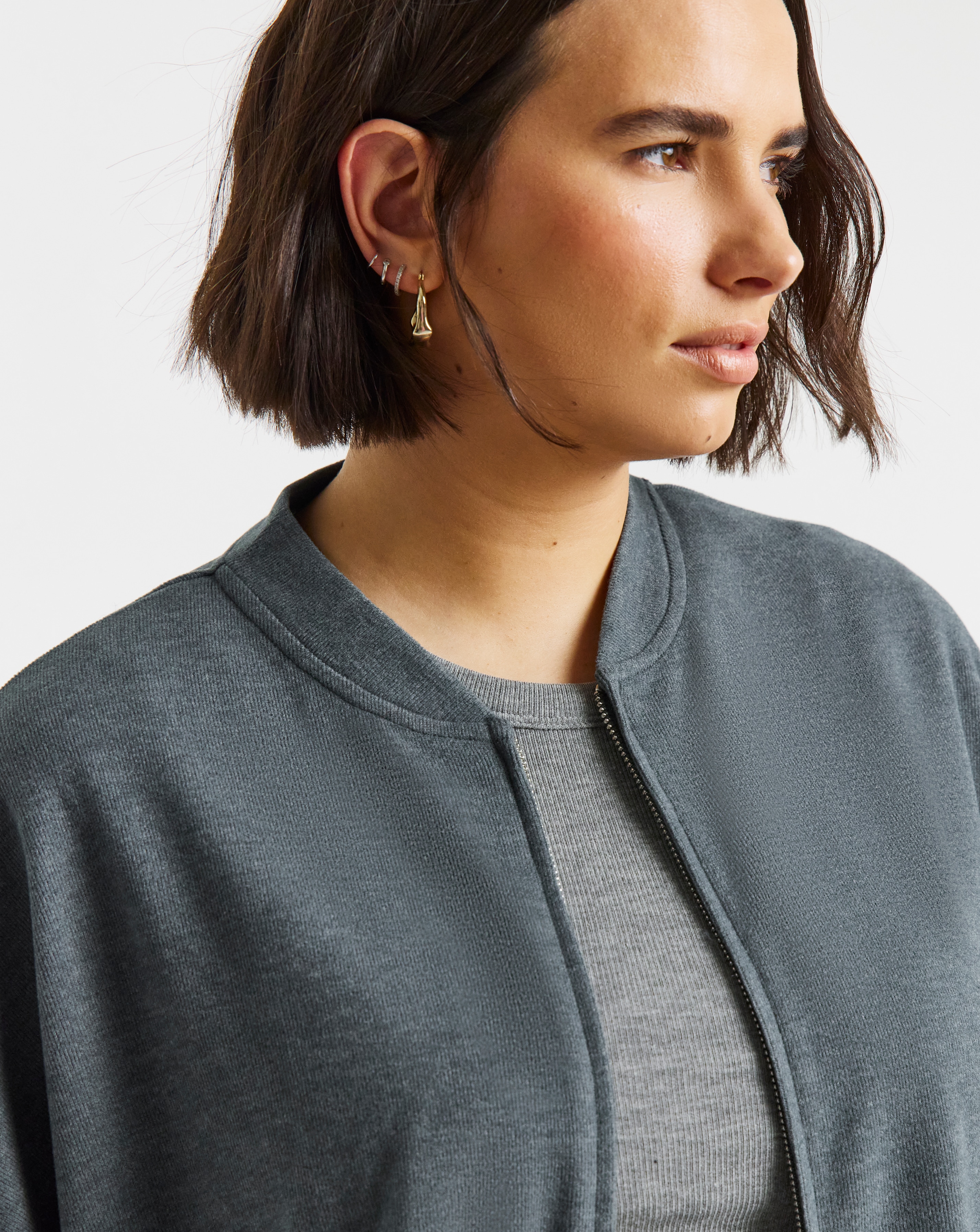 Cut & Sew Zip Up Bomber Jacket