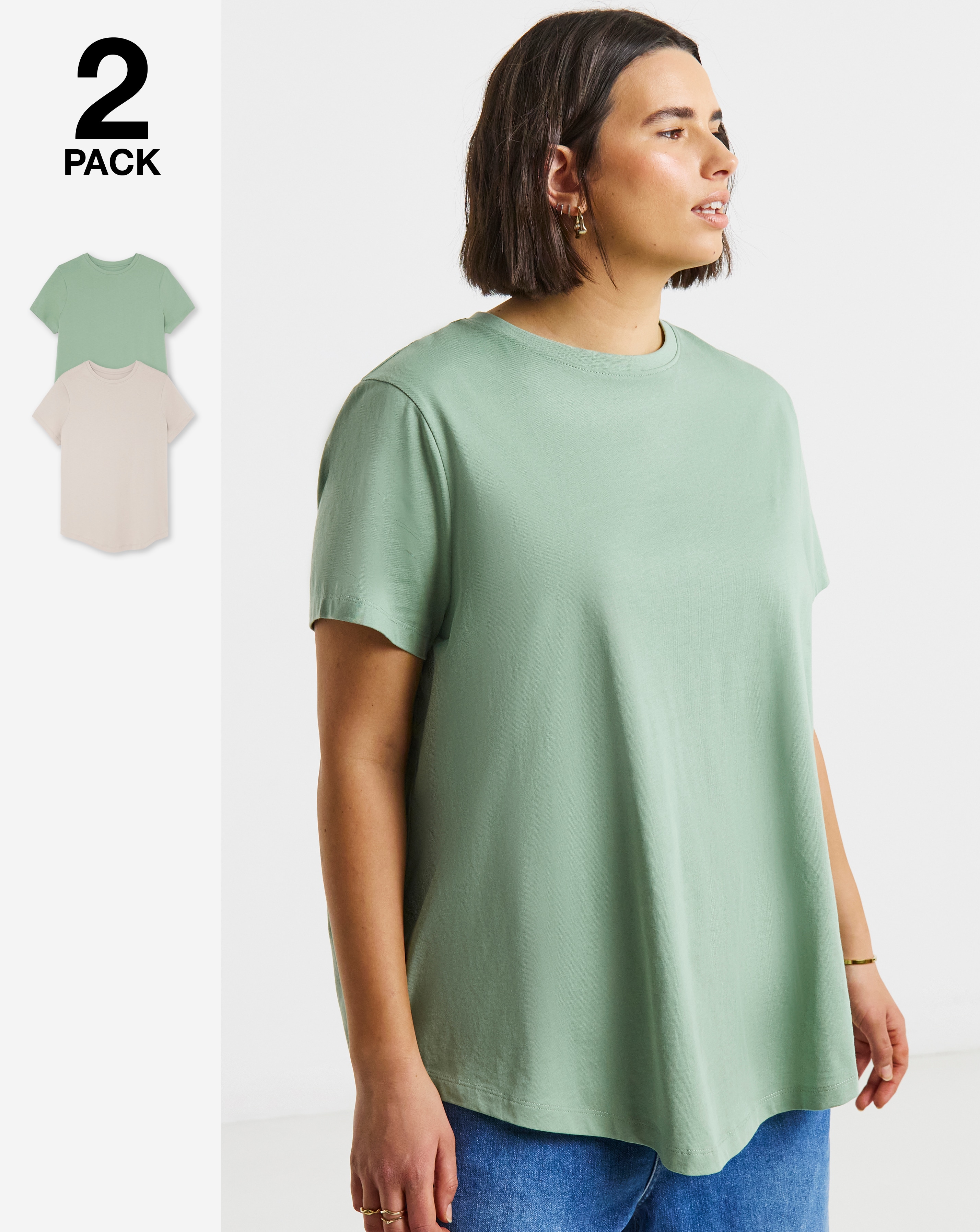 New In - 2 Pack Curved Hem Longline T-Shirts