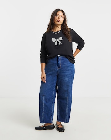 Black Pearl Bow Detail Long Sleeve T-Shirt
