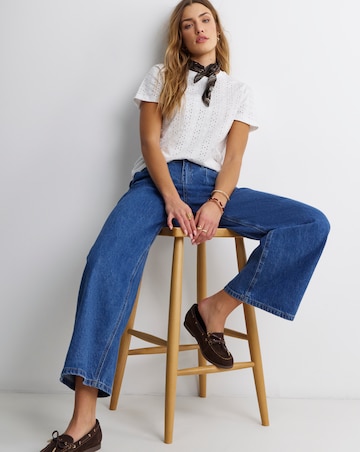 White All Over Stretch Broderie Short Sleeve T-Shirt