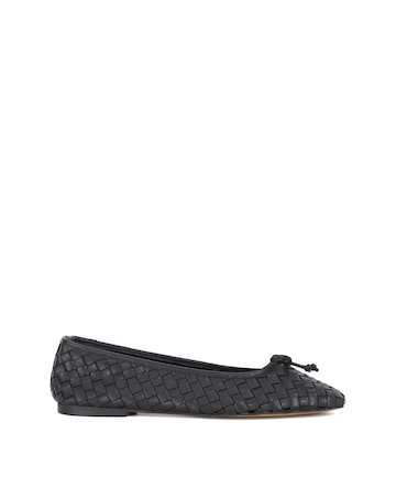 Dune Black Heat Woven Ballet Flats - Wide Fit (E)