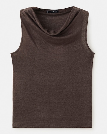 Mango Linen Top With Draped Neck