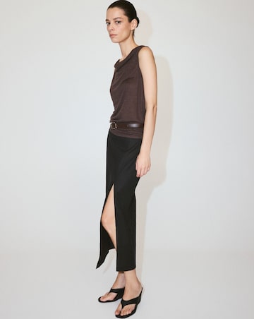 Mango Linen Top With Draped Neck