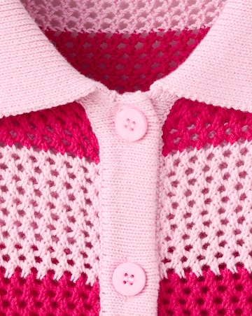 Mango Striped Openwork Knitted Cardigan