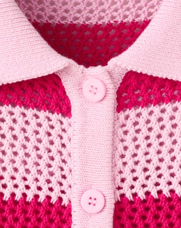 Mango Striped Openwork Knitted Cardigan