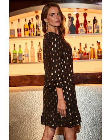Sosandar Foil Spot Hem Shift Dress