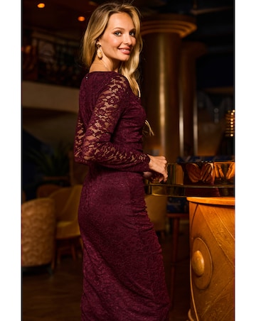 Sosandar Lace Scallop Edge Pencil Dress