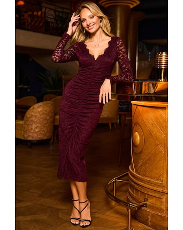 Sosandar Lace Scallop Edge Pencil Dress