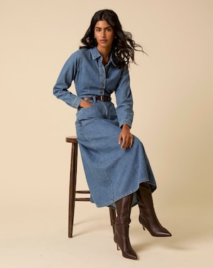 Nobody's Child Lee Denim Midi Dress - Image 3