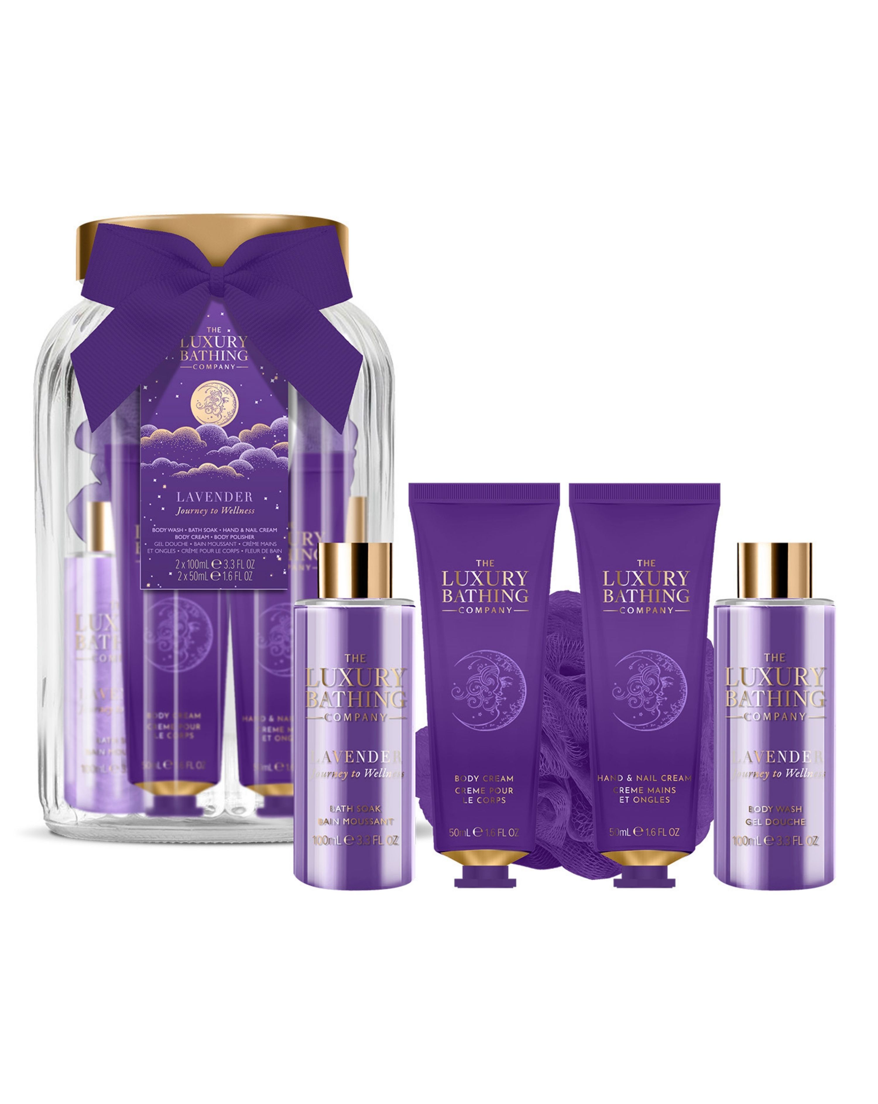 Luxury Bathing Glass Jar Set - Lavender