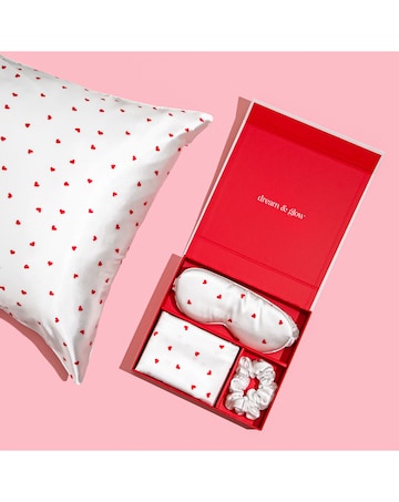 Silver Cloud Heart Print Satin Sleep Set Infused with Silver Ions