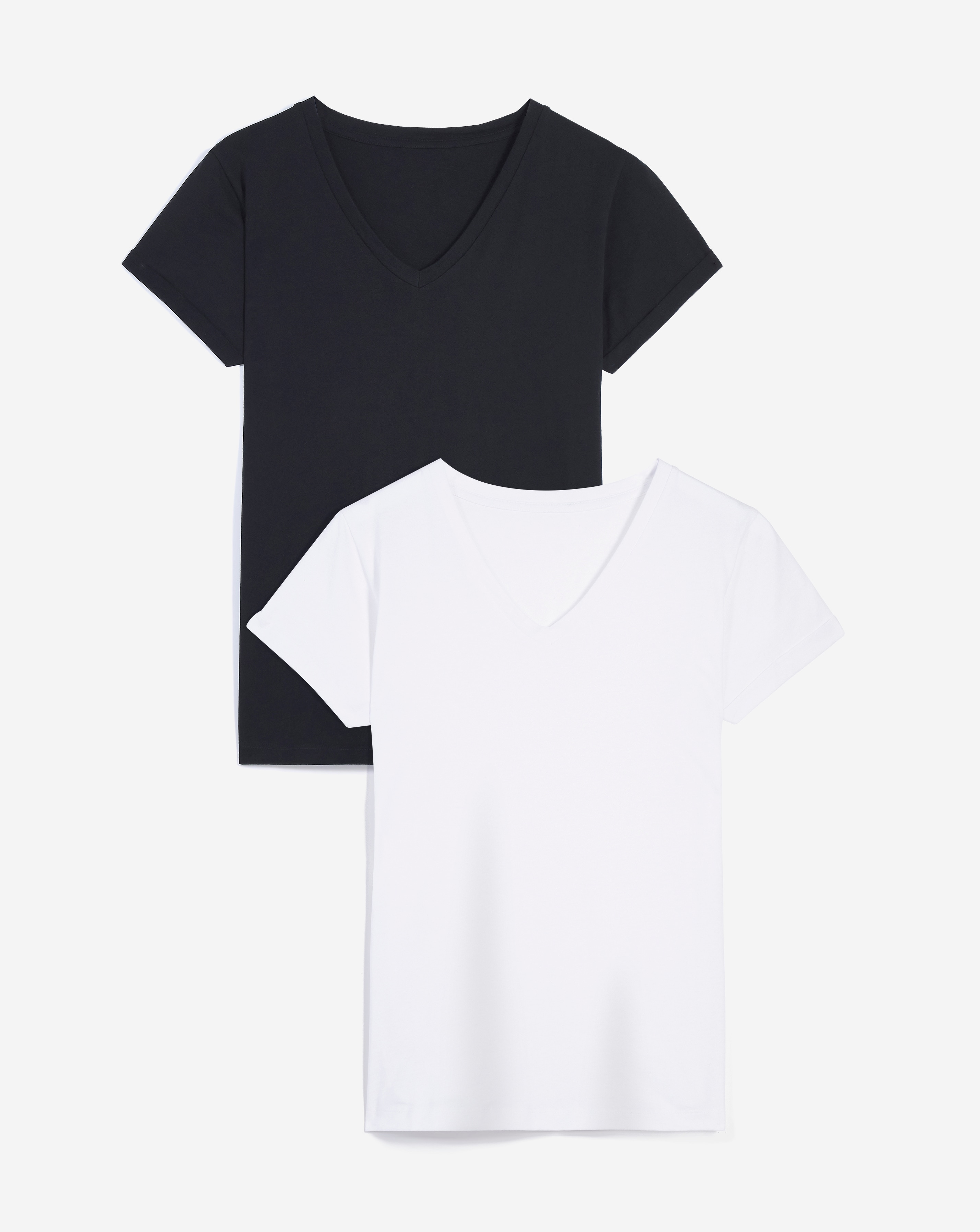 2 Pack V-Neck Slub T-Shirts