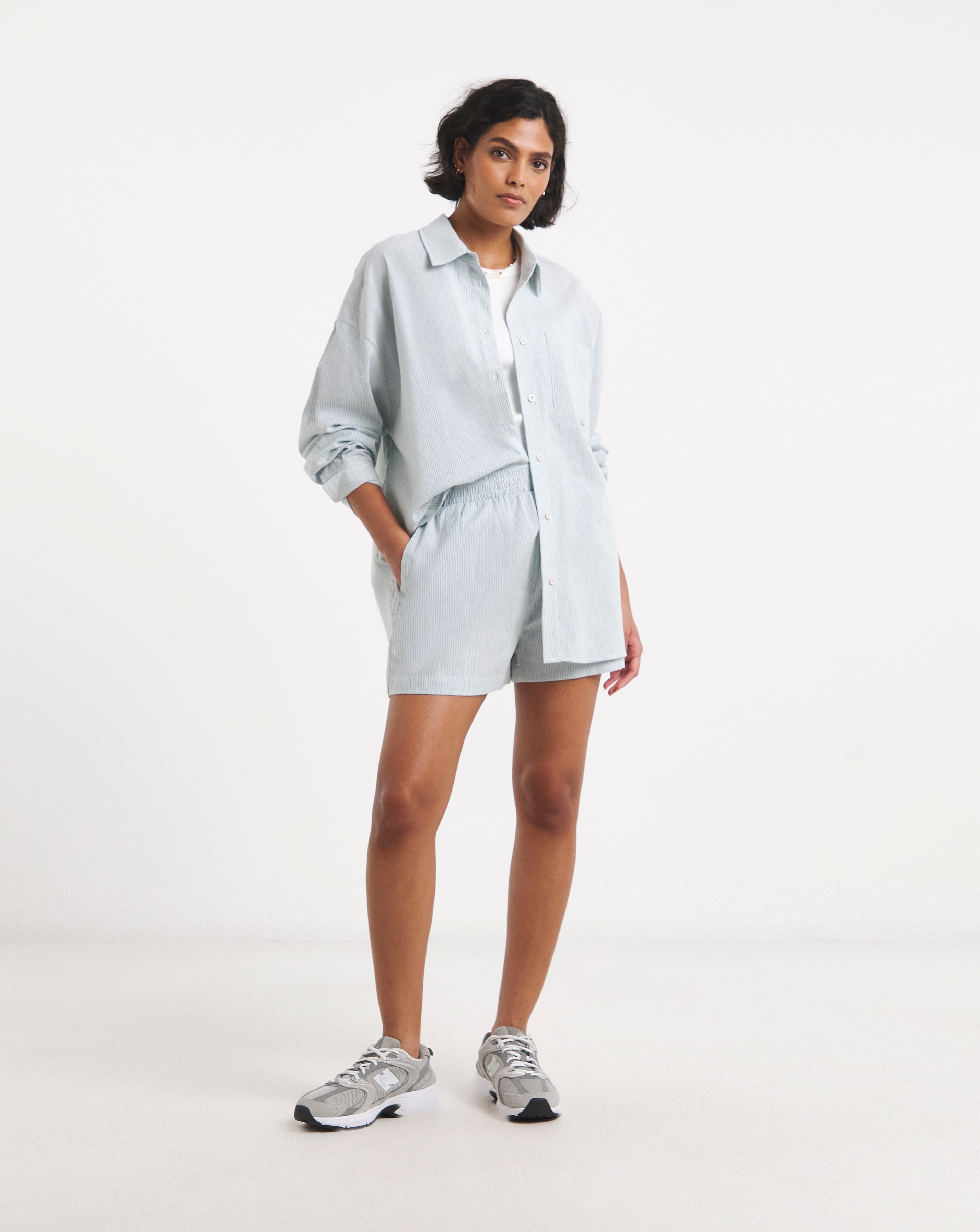 New In - Gym King Poplin Stripe Shorts