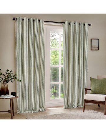 Yard Hebden Striped 100% Cotton Eyelet Lined Curtains