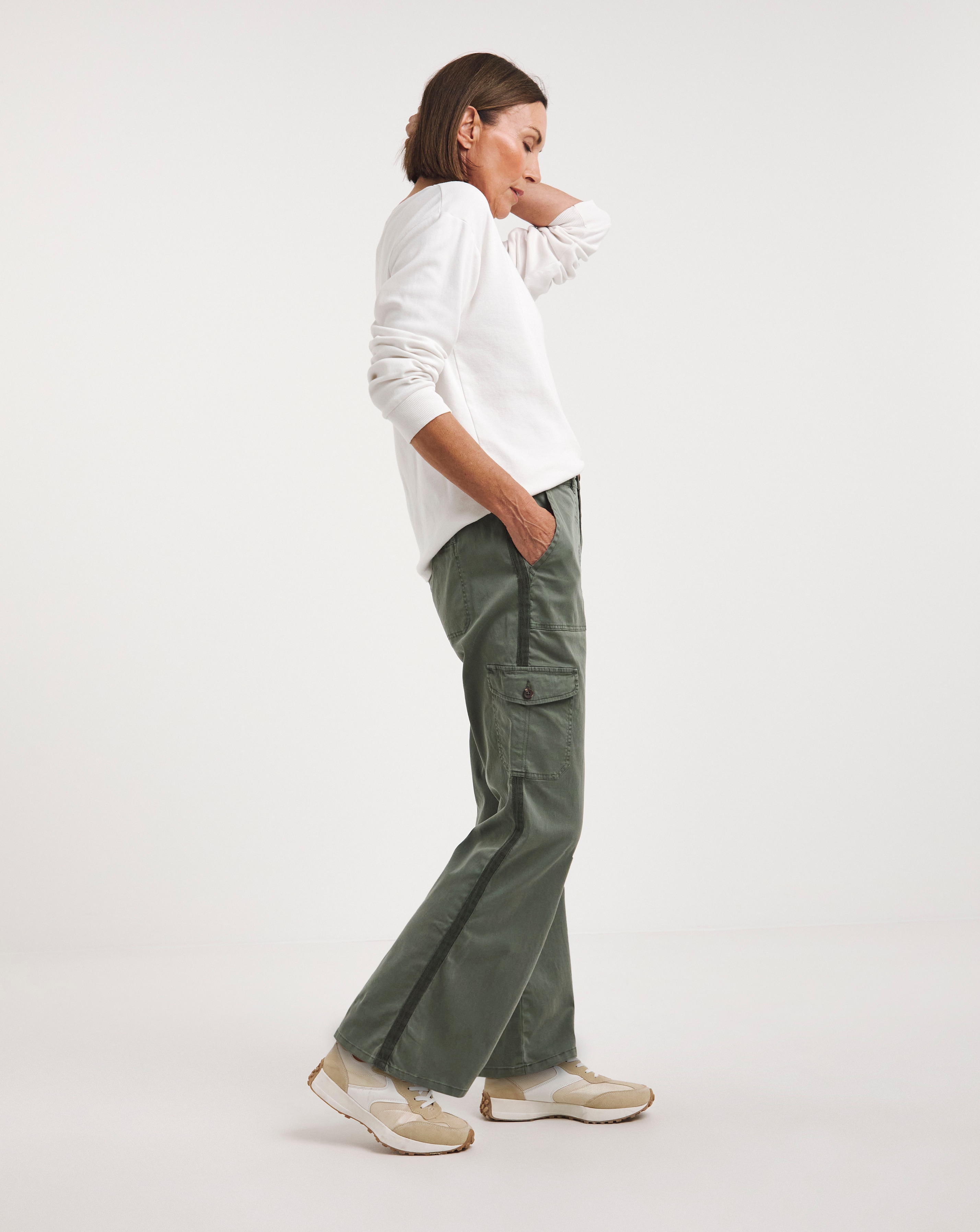 Stretch Washed Cargo Detail Trousers