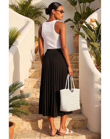 Roman Pleated Elastic Waist Maxi Skirt