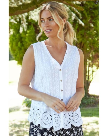Roman Eyelet Detail Crinkle Blouse